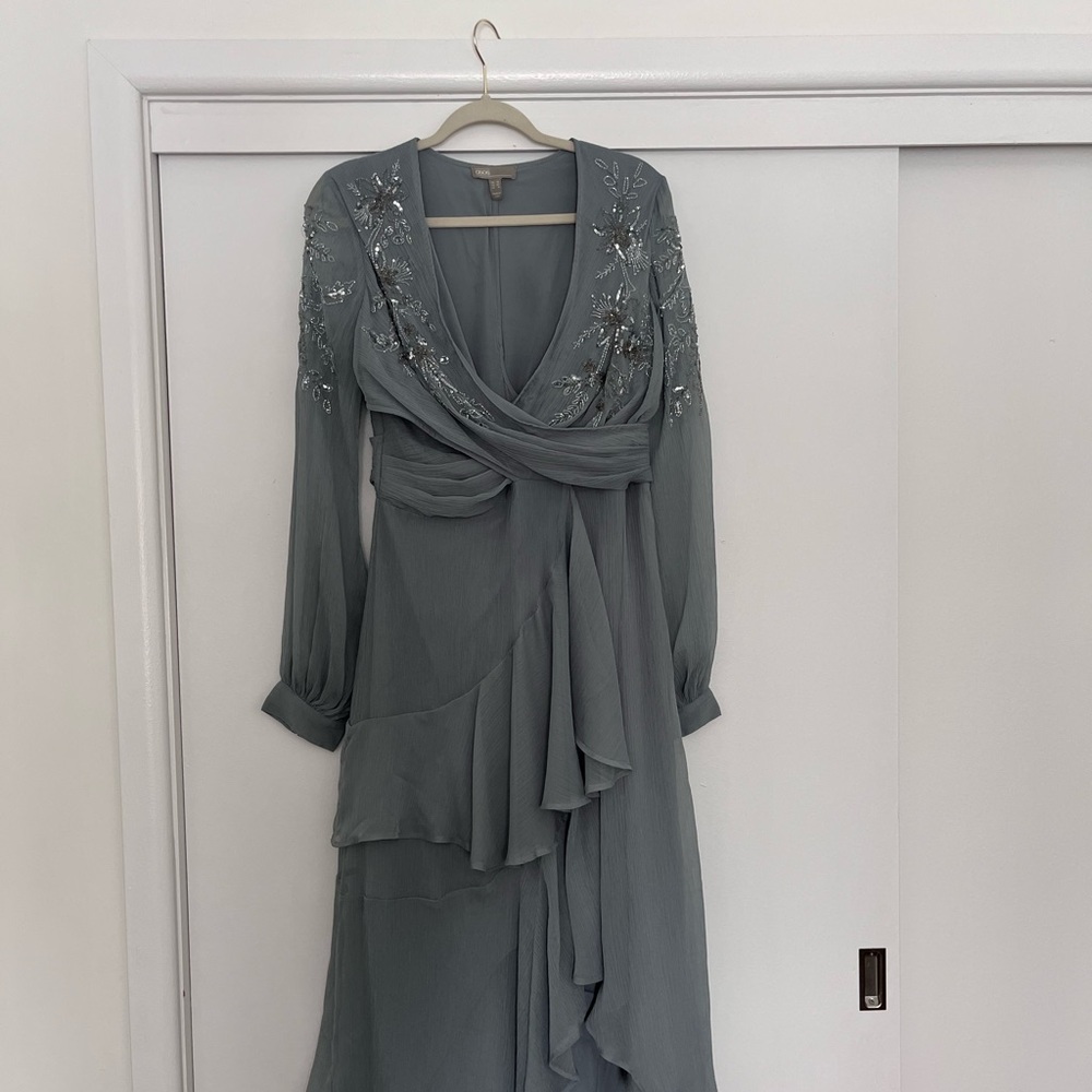 ASOS Gray Long Sleeve Embellished Dress